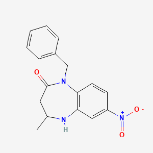 molecular formula C17H17N3O3 B4303892 1-benzyl-4-methyl-7-nitro-1,3,4,5-tetrahydro-2H-1,5-benzodiazepin-2-one 