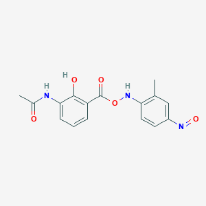 molecular formula C16H15N3O5 B4303897 N-{2-hydroxy-3-[({[4-(hydroxyimino)-2-methylcyclohexa-2,5-dien-1-ylidene]amino}oxy)carbonyl]phenyl}acetamide 