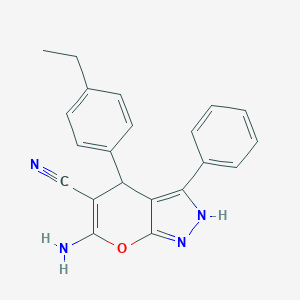 molecular formula C21H18N4O B430391 6-Amino-4-(4-ethylphenyl)-3-phenyl-1,4-dihydropyrano[2,3-c]pyrazole-5-carbonitrile 