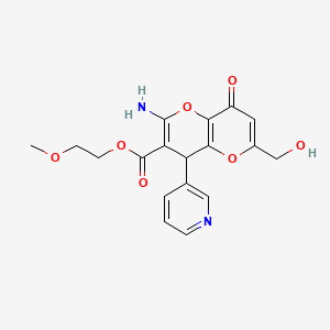 molecular formula C18H18N2O7 B4303912 2-methoxyethyl 2-amino-6-(hydroxymethyl)-8-oxo-4-pyridin-3-yl-4,8-dihydropyrano[3,2-b]pyran-3-carboxylate 