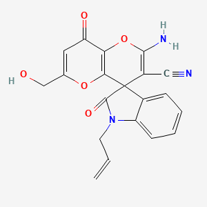 molecular formula C20H15N3O5 B4303915 1-allyl-2'-amino-6'-(hydroxymethyl)-2,8'-dioxo-1,2-dihydro-8'H-spiro[indole-3,4'-pyrano[3,2-b]pyran]-3'-carbonitrile 