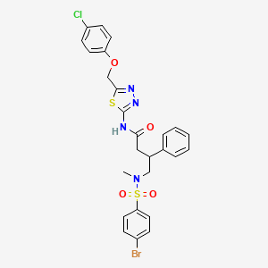 molecular formula C26H24BrClN4O4S2 B4303923 4-[[(4-bromophenyl)sulfonyl](methyl)amino]-N-{5-[(4-chlorophenoxy)methyl]-1,3,4-thiadiazol-2-yl}-3-phenylbutanamide 