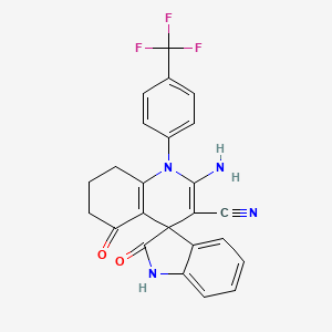 molecular formula C24H17F3N4O2 B4303960 2'-amino-2,5'-dioxo-1'-[4-(trifluoromethyl)phenyl]-1,2,5',6',7',8'-hexahydro-1'H-spiro[indole-3,4'-quinoline]-3'-carbonitrile 