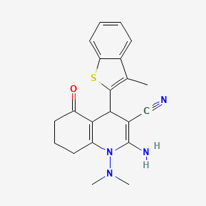 molecular formula C21H22N4OS B4303967 2-amino-1-(dimethylamino)-4-(3-methyl-1-benzothien-2-yl)-5-oxo-1,4,5,6,7,8-hexahydroquinoline-3-carbonitrile 