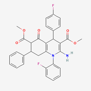 molecular formula C31H26F2N2O5 B4303971 dimethyl 2-amino-1-(2-fluorophenyl)-4-(4-fluorophenyl)-5-oxo-7-phenyl-1,4,5,6,7,8-hexahydroquinoline-3,6-dicarboxylate 