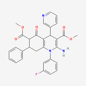 molecular formula C30H26FN3O5 B4303972 dimethyl 2-amino-1-(3-fluorophenyl)-5-oxo-7-phenyl-4-pyridin-3-yl-1,4,5,6,7,8-hexahydroquinoline-3,6-dicarboxylate 