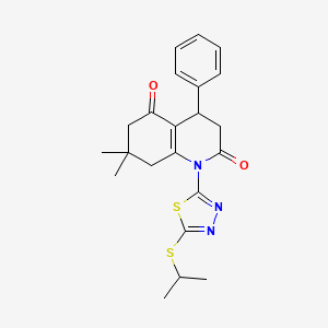 molecular formula C22H25N3O2S2 B4304008 1-[5-(isopropylthio)-1,3,4-thiadiazol-2-yl]-7,7-dimethyl-4-phenyl-4,6,7,8-tetrahydroquinoline-2,5(1H,3H)-dione 