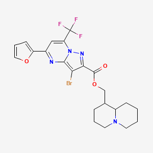 molecular formula C22H22BrF3N4O3 B4304023 octahydro-2H-quinolizin-1-ylmethyl 3-bromo-5-(2-furyl)-7-(trifluoromethyl)pyrazolo[1,5-a]pyrimidine-2-carboxylate 
