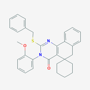 molecular formula C31H30N2O2S B430403 2-(benzylsulfanyl)-3-(2-methoxyphenyl)-3H-spiro[benzo[h]quinazoline-5,1'-cyclohexan]-4(6H)-one 