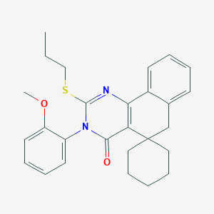 molecular formula C27H30N2O2S B430404 3-(2-methoxyphenyl)-2-(propylsulfanyl)-3H-spiro[benzo[h]quinazoline-5,1'-cyclohexan]-4(6H)-one 