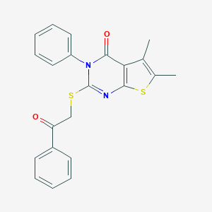 molecular formula C22H18N2O2S2 B430405 5,6-dimethyl-2-[(2-oxo-2-phenylethyl)sulfanyl]-3-phenylthieno[2,3-d]pyrimidin-4(3H)-one 