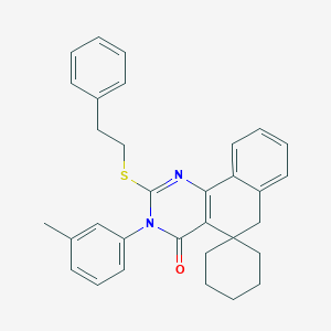 molecular formula C32H32N2OS B430407 3-(3-methylphenyl)-2-[(2-phenylethyl)sulfanyl]-3H-spiro[benzo[h]quinazoline-5,1'-cyclohexan]-4(6H)-one 