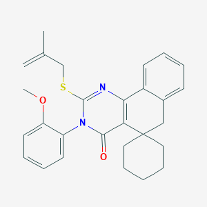 molecular formula C28H30N2O2S B430408 3-(2-methoxyphenyl)-2-[(2-methylprop-2-enyl)thio]-3H-spiro[benzo[h]quinazoline-5,1'-cyclohexan]-4(6H)-one 