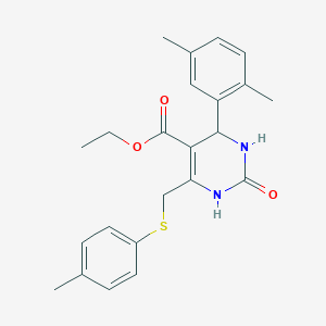 molecular formula C23H26N2O3S B4304084 ethyl 4-(2,5-dimethylphenyl)-6-{[(4-methylphenyl)thio]methyl}-2-oxo-1,2,3,4-tetrahydropyrimidine-5-carboxylate 