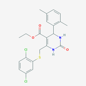 molecular formula C22H22Cl2N2O3S B4304092 ethyl 6-{[(2,5-dichlorophenyl)thio]methyl}-4-(2,5-dimethylphenyl)-2-oxo-1,2,3,4-tetrahydropyrimidine-5-carboxylate 
