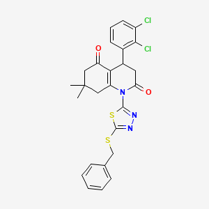 molecular formula C26H23Cl2N3O2S2 B4304101 1-[5-(benzylthio)-1,3,4-thiadiazol-2-yl]-4-(2,3-dichlorophenyl)-7,7-dimethyl-4,6,7,8-tetrahydroquinoline-2,5(1H,3H)-dione 