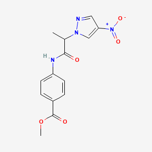 molecular formula C14H14N4O5 B4304126 methyl 4-{[2-(4-nitro-1H-pyrazol-1-yl)propanoyl]amino}benzoate 