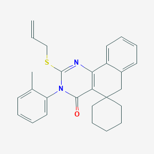molecular formula C27H28N2OS B430413 2-(allylthio)-3-(2-methylphenyl)-3H-spiro[benzo[h]quinazoline-5,1'-cyclohexan]-4(6H)-one 