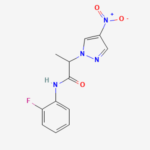 molecular formula C12H11FN4O3 B4304134 N-(2-fluorophenyl)-2-(4-nitro-1H-pyrazol-1-yl)propanamide 