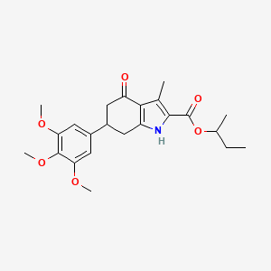 molecular formula C23H29NO6 B4304153 sec-butyl 3-methyl-4-oxo-6-(3,4,5-trimethoxyphenyl)-4,5,6,7-tetrahydro-1H-indole-2-carboxylate 
