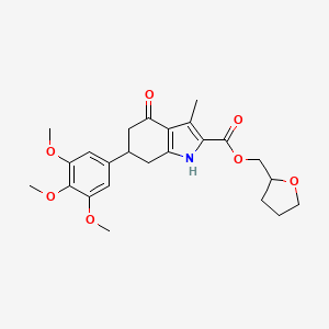 molecular formula C24H29NO7 B4304157 tetrahydrofuran-2-ylmethyl 3-methyl-4-oxo-6-(3,4,5-trimethoxyphenyl)-4,5,6,7-tetrahydro-1H-indole-2-carboxylate 