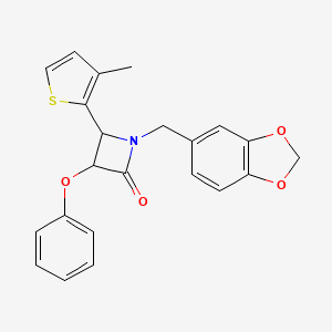 molecular formula C22H19NO4S B4304167 1-(1,3-benzodioxol-5-ylmethyl)-4-(3-methyl-2-thienyl)-3-phenoxyazetidin-2-one 