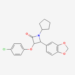 molecular formula C21H20ClNO4 B4304175 4-(1,3-benzodioxol-5-yl)-3-(4-chlorophenoxy)-1-cyclopentylazetidin-2-one 