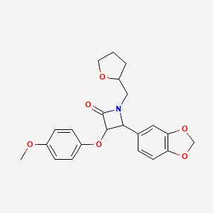 4-(1,3-benzodioxol-5-yl)-3-(4-methoxyphenoxy)-1-(tetrahydrofuran-2-ylmethyl)azetidin-2-one