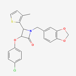 1-(1,3-benzodioxol-5-ylmethyl)-3-(4-chlorophenoxy)-4-(3-methyl-2-thienyl)azetidin-2-one