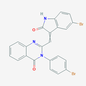 molecular formula C23H13Br2N3O2 B430422 2-[(5-bromo-2-oxo-1,2-dihydro-3H-indol-3-ylidene)methyl]-3-(4-bromophenyl)-4(3H)-quinazolinone 
