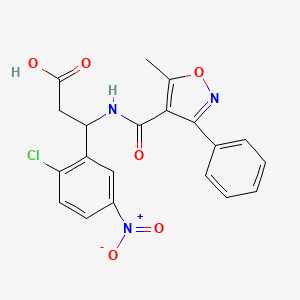 molecular formula C20H16ClN3O6 B4304249 3-(2-chloro-5-nitrophenyl)-3-{[(5-methyl-3-phenylisoxazol-4-yl)carbonyl]amino}propanoic acid 