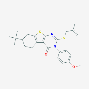 molecular formula C25H30N2O2S2 B430427 7-tert-butyl-3-(4-methoxyphenyl)-2-[(2-methyl-2-propenyl)sulfanyl]-5,6,7,8-tetrahydro[1]benzothieno[2,3-d]pyrimidin-4(3H)-one 