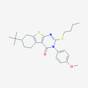 molecular formula C25H32N2O2S2 B430429 7-tert-butyl-2-(butylsulfanyl)-3-(4-methoxyphenyl)-5,6,7,8-tetrahydro[1]benzothieno[2,3-d]pyrimidin-4(3H)-one 