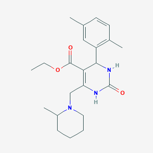 molecular formula C22H31N3O3 B4304292 ethyl 4-(2,5-dimethylphenyl)-6-[(2-methylpiperidin-1-yl)methyl]-2-oxo-1,2,3,4-tetrahydropyrimidine-5-carboxylate 