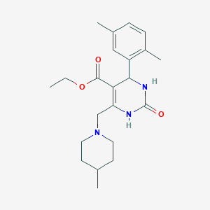 molecular formula C22H31N3O3 B4304295 ethyl 4-(2,5-dimethylphenyl)-6-[(4-methylpiperidin-1-yl)methyl]-2-oxo-1,2,3,4-tetrahydropyrimidine-5-carboxylate 