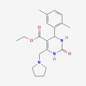 ethyl 4-(2,5-dimethylphenyl)-2-oxo-6-(pyrrolidin-1-ylmethyl)-1,2,3,4-tetrahydropyrimidine-5-carboxylate