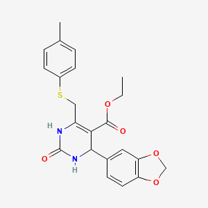 molecular formula C22H22N2O5S B4304329 ethyl 4-(1,3-benzodioxol-5-yl)-6-{[(4-methylphenyl)thio]methyl}-2-oxo-1,2,3,4-tetrahydropyrimidine-5-carboxylate 