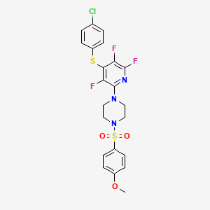 molecular formula C22H19ClF3N3O3S2 B4304338 1-{4-[(4-chlorophenyl)thio]-3,5,6-trifluoropyridin-2-yl}-4-[(4-methoxyphenyl)sulfonyl]piperazine 