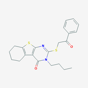 molecular formula C22H24N2O2S2 B430434 3-butyl-2-[(2-oxo-2-phenylethyl)sulfanyl]-5,6,7,8-tetrahydro[1]benzothieno[2,3-d]pyrimidin-4(3H)-one 