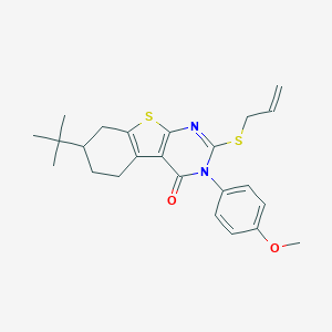 molecular formula C24H28N2O2S2 B430438 2-(allylsulfanyl)-7-tert-butyl-3-(4-methoxyphenyl)-5,6,7,8-tetrahydro[1]benzothieno[2,3-d]pyrimidin-4(3H)-one 