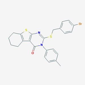 molecular formula C24H21BrN2OS2 B430440 2-[(4-bromobenzyl)sulfanyl]-3-(4-methylphenyl)-5,6,7,8-tetrahydro[1]benzothieno[2,3-d]pyrimidin-4(3H)-one CAS No. 421575-11-3