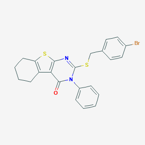 molecular formula C23H19BrN2OS2 B430442 2-[(4-bromobenzyl)sulfanyl]-3-phenyl-5,6,7,8-tetrahydro[1]benzothieno[2,3-d]pyrimidin-4(3H)-one 