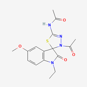 N-(3'-acetyl-1-ethyl-5-methoxy-2-oxo-1,2-dihydro-3'H-spiro[indole-3,2'-[1,3,4]thiadiazol]-5'-yl)acetamide