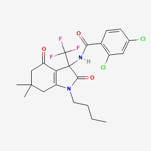 molecular formula C22H23Cl2F3N2O3 B4304464 N-[1-butyl-6,6-dimethyl-2,4-dioxo-3-(trifluoromethyl)-2,3,4,5,6,7-hexahydro-1H-indol-3-yl]-2,4-dichlorobenzamide 