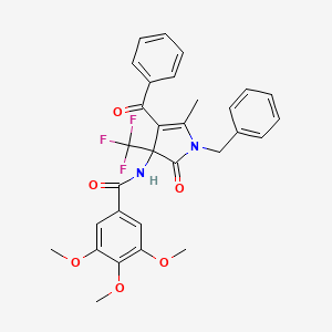 molecular formula C30H27F3N2O6 B4304465 N-[4-benzoyl-1-benzyl-5-methyl-2-oxo-3-(trifluoromethyl)-2,3-dihydro-1H-pyrrol-3-yl]-3,4,5-trimethoxybenzamide 