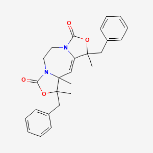 molecular formula C26H28N2O4 B4304504 1,10-dibenzyl-1,10,10a-trimethyl-5,6,10,10a-tetrahydro-1H-bis[1,3]oxazolo[3,4-d:4',3'-g][1,4]diazepine-3,8-dione 
