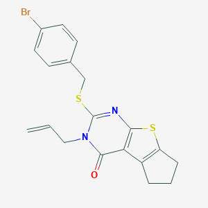 molecular formula C19H17BrN2OS2 B430452 3-allyl-2-[(4-bromobenzyl)sulfanyl]-3,5,6,7-tetrahydro-4H-cyclopenta[4,5]thieno[2,3-d]pyrimidin-4-one 