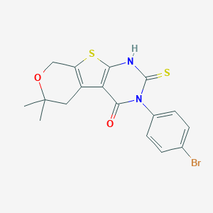 molecular formula C17H15BrN2O2S2 B430453 3-(4-bromophenyl)-6,6-dimethyl-2-thioxo-1,2,3,5,6,8-hexahydro-4H-pyrano[4',3':4,5]thieno[2,3-d]pyrimidin-4-one 