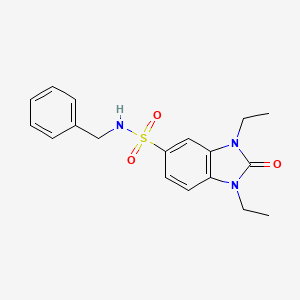 molecular formula C18H21N3O3S B4304563 N-benzyl-1,3-diethyl-2-oxo-2,3-dihydro-1H-benzimidazole-5-sulfonamide 