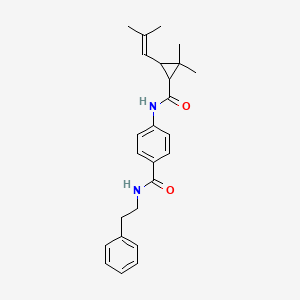 molecular formula C25H30N2O2 B4304592 4-({[2,2-dimethyl-3-(2-methylprop-1-en-1-yl)cyclopropyl]carbonyl}amino)-N-(2-phenylethyl)benzamide 